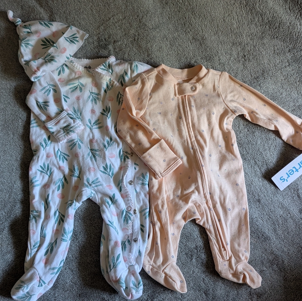 Pink and Floral Onesie NB 0-3mo Baby Girl